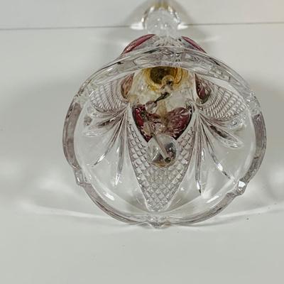 LOT 195: Bleikristal Crystal Vase, Crystal Bell with Cut Glass Heart and a Crystal Cake Dish