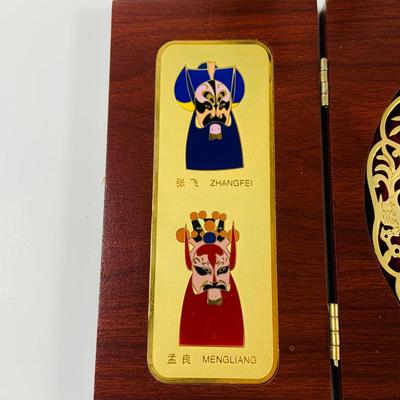 LOT 197: Asia Inspired Collection Including Peking Opera Facial Make-up Plaque, Wooden Figures, Miniture Doll. Buddha's, Dragons and...