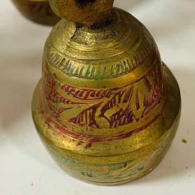 LOT 198: Vintage Brass Bells, Bowl and Frog