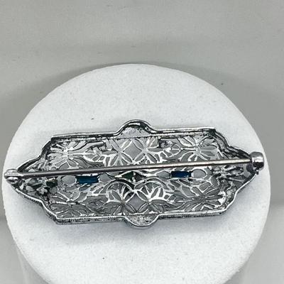 LOT 206J: Vintage Victorian Rhinestone Brooch and Vintage Left Facing Cameo Pin/Pendant on 925 Chain