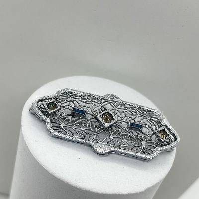 LOT 206J: Vintage Victorian Rhinestone Brooch and Vintage Left Facing Cameo Pin/Pendant on 925 Chain