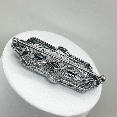 LOT 206J: Vintage Victorian Rhinestone Brooch and Vintage Left Facing Cameo Pin/Pendant on 925 Chain