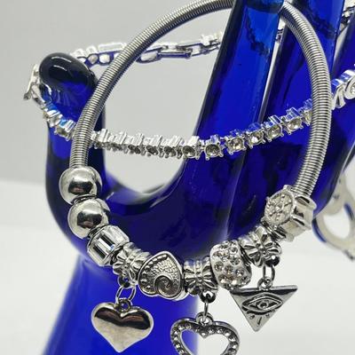 LOT 208J: Silvertone, Rhinestone and Crystal Costume Jewelry Collection