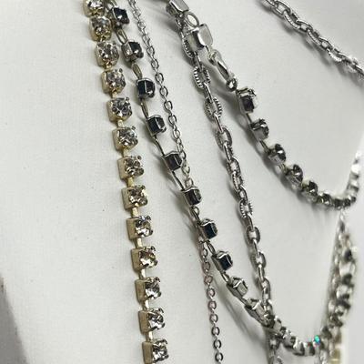 LOT 208J: Silvertone, Rhinestone and Crystal Costume Jewelry Collection