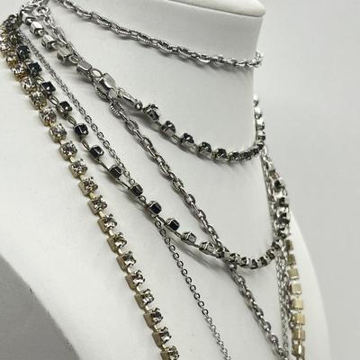 LOT 208J: Silvertone, Rhinestone and Crystal Costume Jewelry Collection