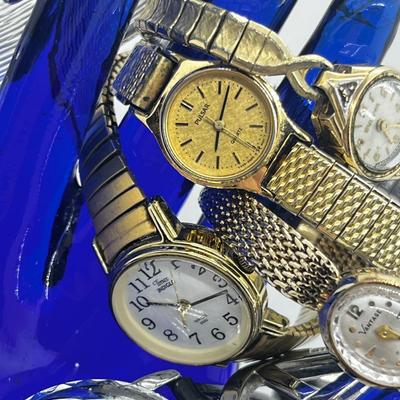 LOT 209J: 10K Gold Filled Ladies Bulova Watch, Vintage 17 Jewel Watch, Goldtone Pocket Watch Chain and More!