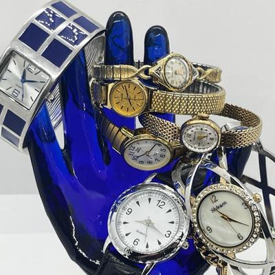 LOT 209J: 10K Gold Filled Ladies Bulova Watch, Vintage 17 Jewel Watch, Goldtone Pocket Watch Chain and More!