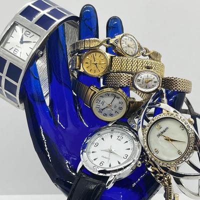 LOT 209J: 10K Gold Filled Ladies Bulova Watch, Vintage 17 Jewel Watch, Goldtone Pocket Watch Chain and More!