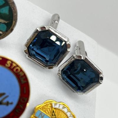 LOT 213J: Miscellaneous Mason Pins with Two Unique Sets of Cufflinks - Some Marked 925