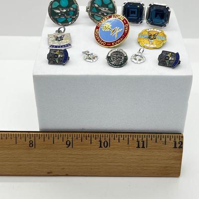 LOT 213J: Miscellaneous Mason Pins with Two Unique Sets of Cufflinks - Some Marked 925