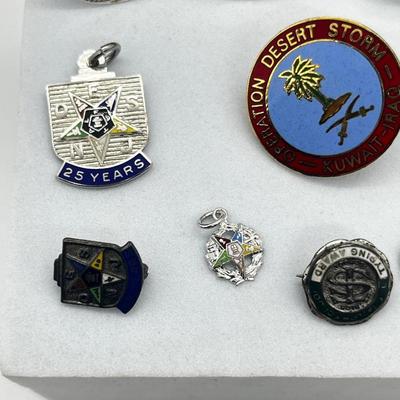 LOT 213J: Miscellaneous Mason Pins with Two Unique Sets of Cufflinks - Some Marked 925