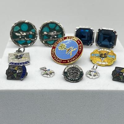 LOT 213J: Miscellaneous Mason Pins with Two Unique Sets of Cufflinks - Some Marked 925