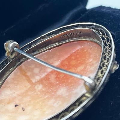 LOT 215J: Magnificent Antique/Vintage Sterling Cameo Brooch