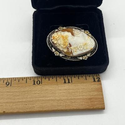 LOT 215J: Magnificent Antique/Vintage Sterling Cameo Brooch