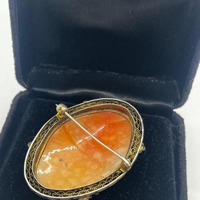 LOT 215J: Magnificent Antique/Vintage Sterling Cameo Brooch