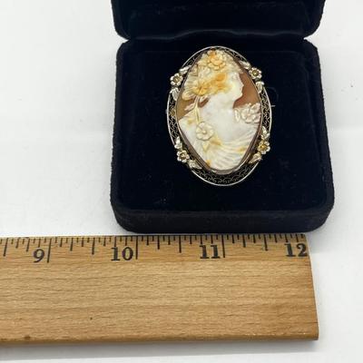 LOT 215J: Magnificent Antique/Vintage Sterling Cameo Brooch