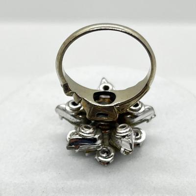 LOT 227J: Beautiful Hand Crafted Ring - Eastern Star Pin Mounted on an 18K White Gold Ring - Size 5