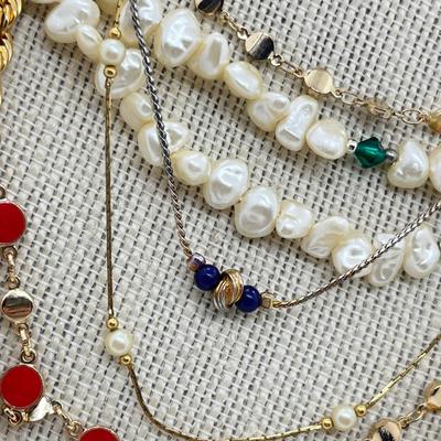 LOT 229J: Faux Freshwater Pearls and Other Assorted Goldtone Necklaces