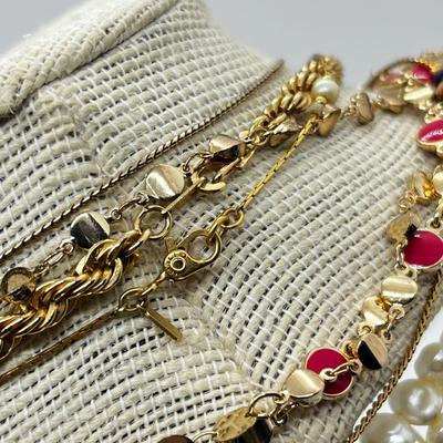 LOT 229J: Faux Freshwater Pearls and Other Assorted Goldtone Necklaces