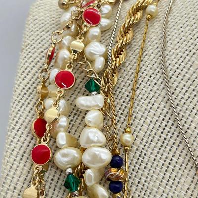 LOT 229J: Faux Freshwater Pearls and Other Assorted Goldtone Necklaces