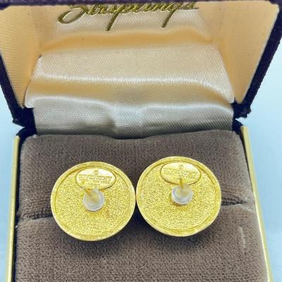 LOT 235J: 1981 Givenchy Faux Pearl and Goldtone Pierced Earrings