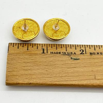 LOT 235J: 1981 Givenchy Faux Pearl and Goldtone Pierced Earrings