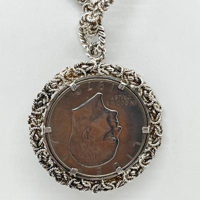 LOT 236J: Sterling Coin Pendant and Chain - 88.4 GTW