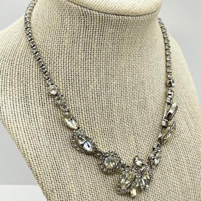 LOT 238J: Vintage 16" Rhinestone Necklace and Weiss Clip On Earrings
