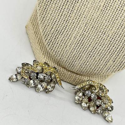 LOT 238J: Vintage 16" Rhinestone Necklace and Weiss Clip On Earrings