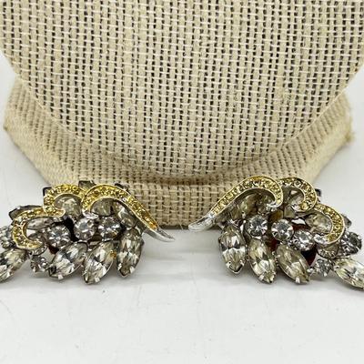 LOT 238J: Vintage 16" Rhinestone Necklace and Weiss Clip On Earrings