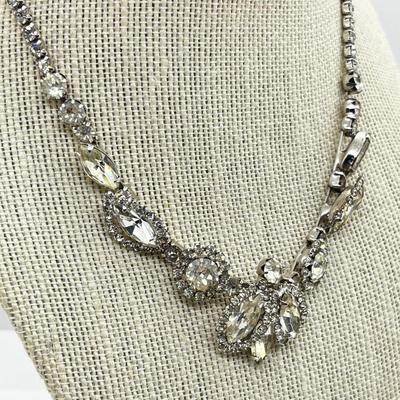 LOT 238J: Vintage 16" Rhinestone Necklace and Weiss Clip On Earrings