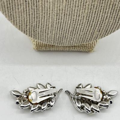 LOT 238J: Vintage 16" Rhinestone Necklace and Weiss Clip On Earrings