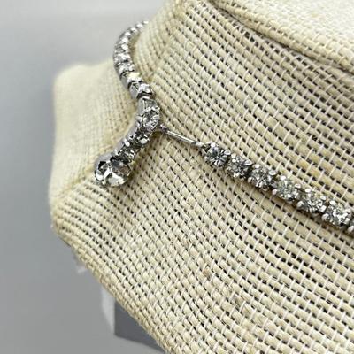 LOT 238J: Vintage 16" Rhinestone Necklace and Weiss Clip On Earrings