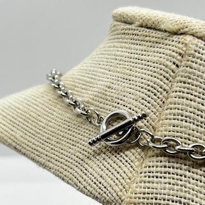 LOT 241J: Vintage Silvertone and Rhinestone Necklace with Toggle Clasp