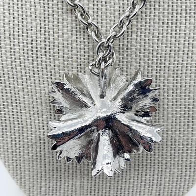 LOT 241J: Vintage Silvertone and Rhinestone Necklace with Toggle Clasp