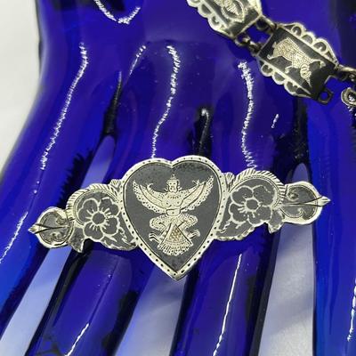 LOT 244J: Sian Sterling 7" Bracelet and Kwang An Sterling Brooch/Pin - 18 GTW