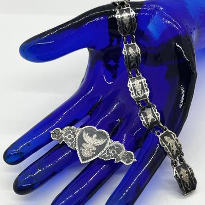 LOT 244J: Sian Sterling 7" Bracelet and Kwang An Sterling Brooch/Pin - 18 GTW