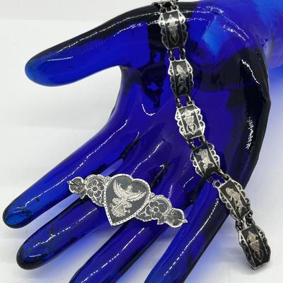 LOT 244J: Sian Sterling 7" Bracelet and Kwang An Sterling Brooch/Pin - 18 GTW