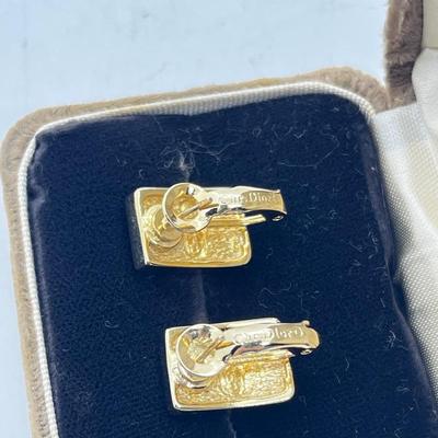 LOT 245J: Magnificent Vintage Christian Dior Goldtone and Cubic Zirconia Pierced Earrings