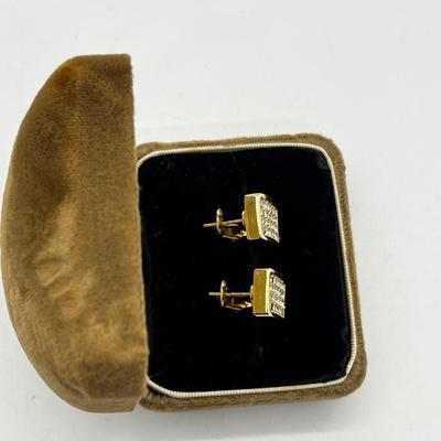 LOT 245J: Magnificent Vintage Christian Dior Goldtone and Cubic Zirconia Pierced Earrings