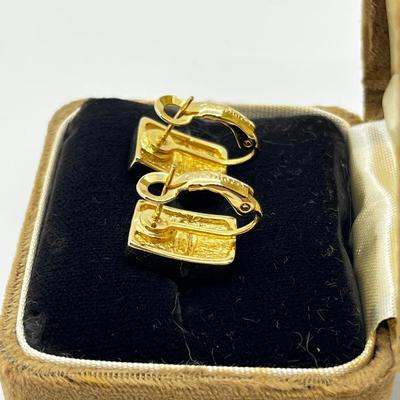 LOT 245J: Magnificent Vintage Christian Dior Goldtone and Cubic Zirconia Pierced Earrings