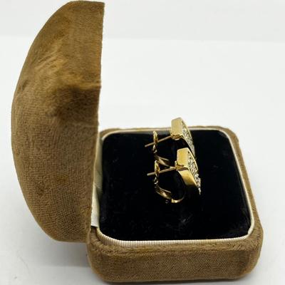 LOT 245J: Magnificent Vintage Christian Dior Goldtone and Cubic Zirconia Pierced Earrings