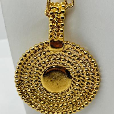 LOT 247J: Fantastic 1970's Modernist Faux Amber and Glass Pendant on 30" Rope Necklace