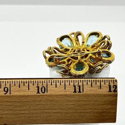 LOT 250J: Amazing Vintage Art Glass and Rhinestone Brooch/Pin