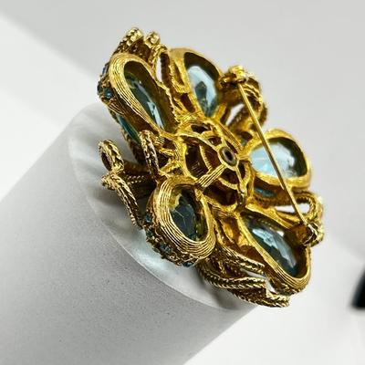 LOT 250J: Amazing Vintage Art Glass and Rhinestone Brooch/Pin