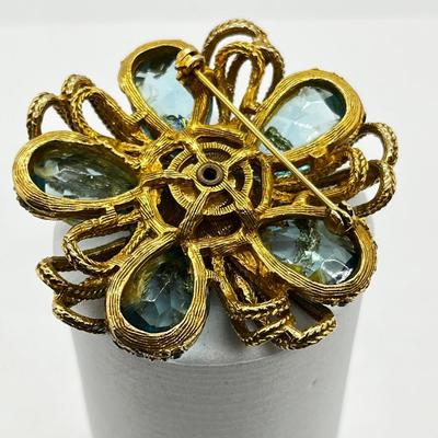 LOT 250J: Amazing Vintage Art Glass and Rhinestone Brooch/Pin