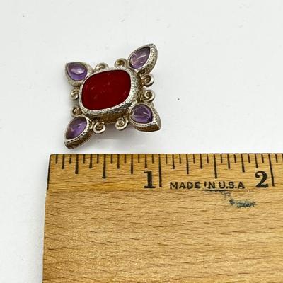 LOT 252J: Beautiful Leslie Buck Sterling and Gemstone Clip On Earrings with Intaglio Carving - 15.4 GTW