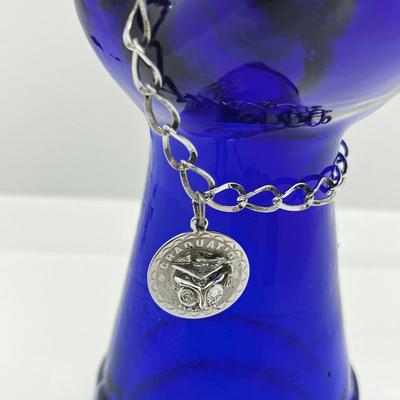 LOT 257J: Sterling Owl "Graduation Day" Charm Bracelet - 7.6 Grams - 7"