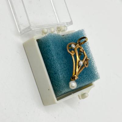 LOT 259J: 10K Antique Handmade Yellow Gold and Seed Pearl Pendant -1 GTW