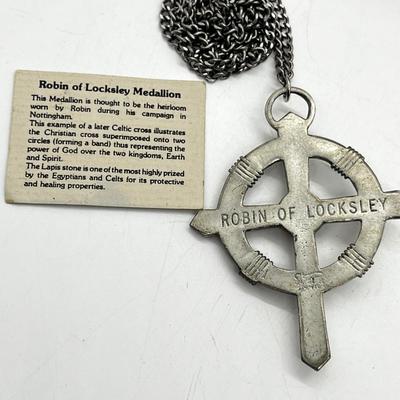 LOT 261J: Eclectic Jewelry Lot: Robin of Lockley Pewter Celtic Cross with Amber Center, Sterling Pierced Earrings and Two Rings - Sized...